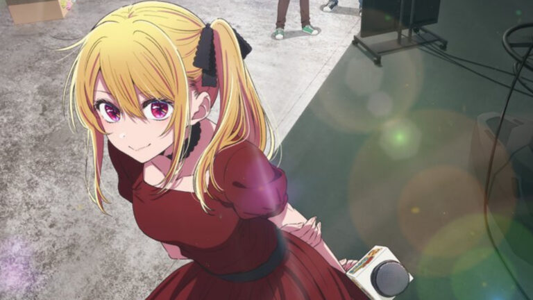 Personagem loira (Kana Arima) em cena relacionada a Oshi no Ko.