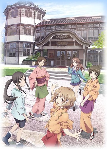 Imagem de Hanasaku Iroha com personagens e cenário de pousada.