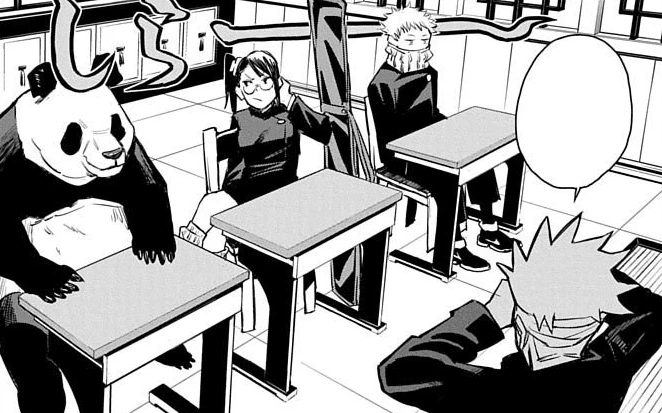 Satoru Gojo em sala com seus alunos no anime