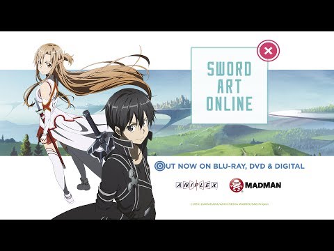 Cena do trailer de Sword Art Online com personagens em cenário de jogo