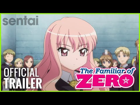 Cena do trailer de The Familiar of Zero com personagens em ambiente mágico
