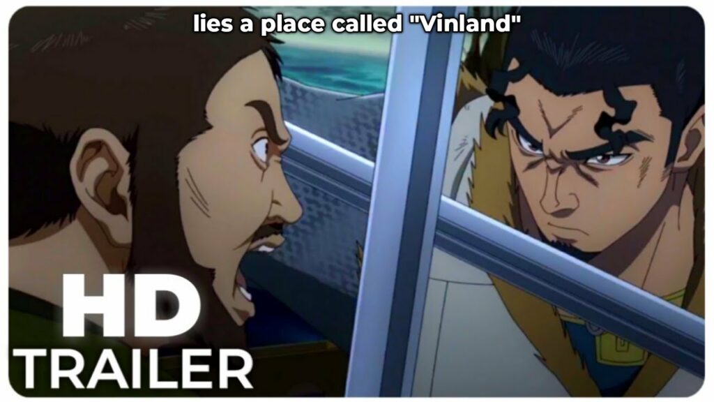 Cena do trailer de Vinland Saga com guerreiros vikings em batalha