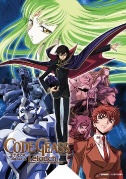 Capa de Code Geass com Lelouch e personagens centrais