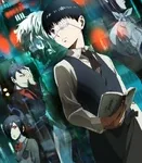 Kaneki Ken meio human o meio ghoul no pôster de Tokyo Ghoul