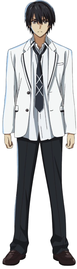 Mimori Touka em pose séria com uniforme escuro em *Failure Frame*