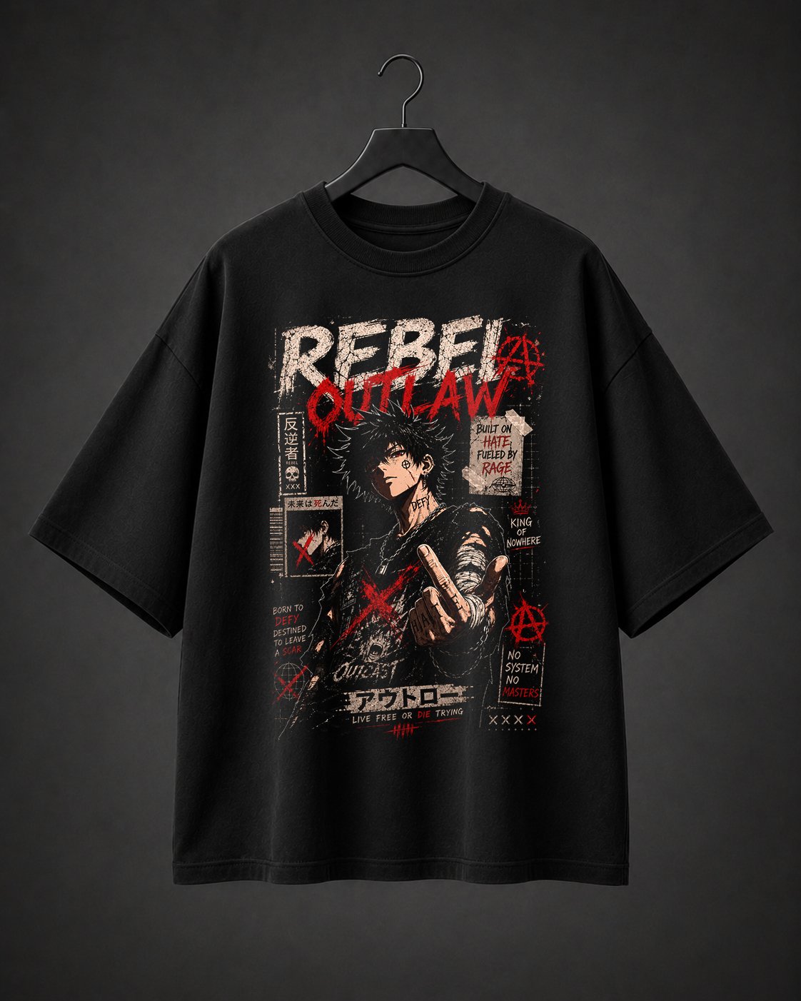 Camiseta Básica Oversized Rebel Outlaw