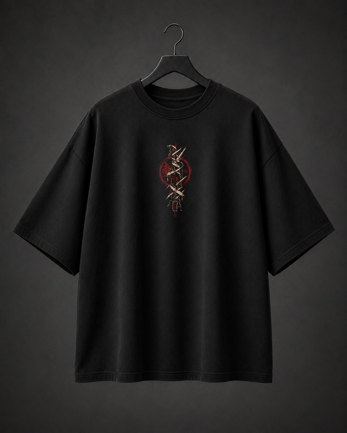 Camiseta Oversized Nisshoku no Yaiba em outro ângulo