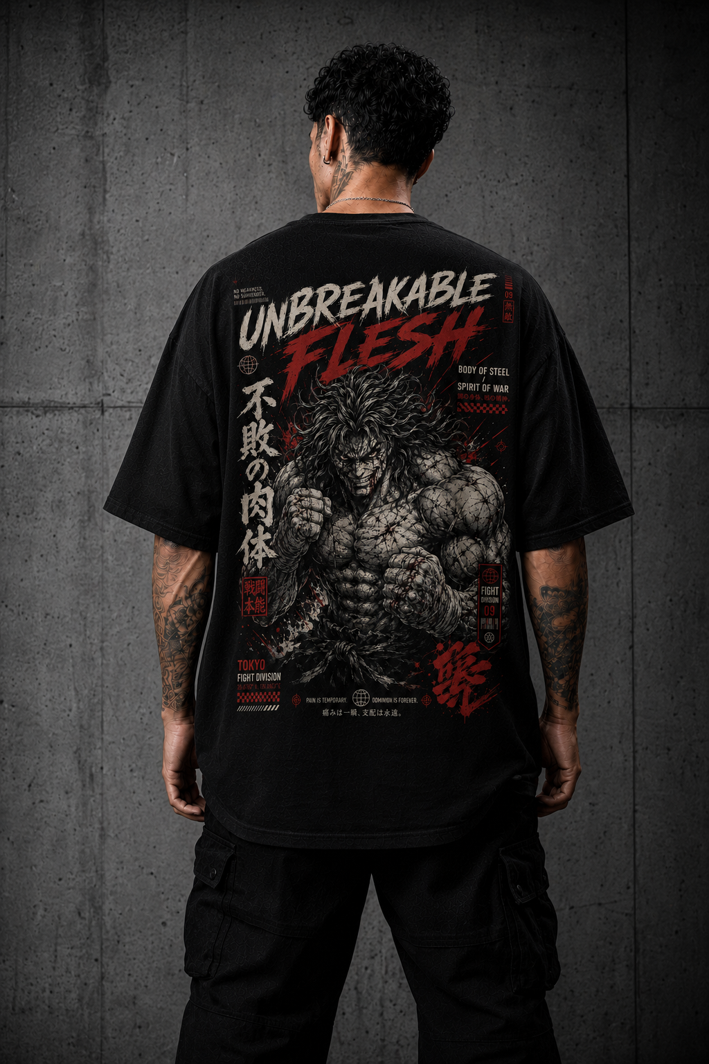 Camiseta Oversized Unbreakable Flesh em outro ângulo