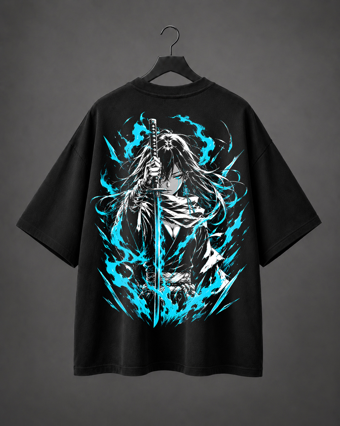 Camiseta Oversized Chama Azul