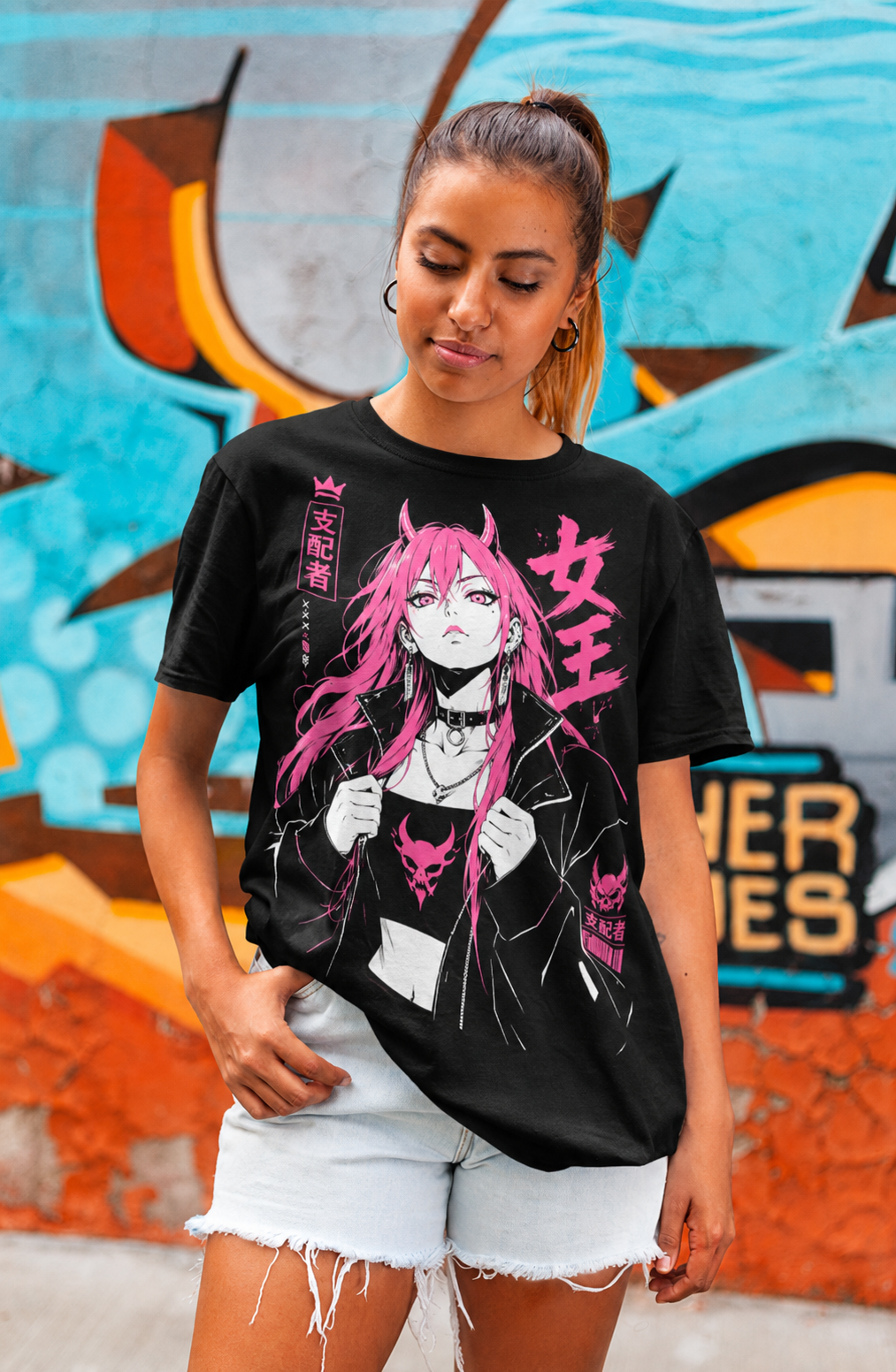 Camiseta Oversized Oni Pink Queen