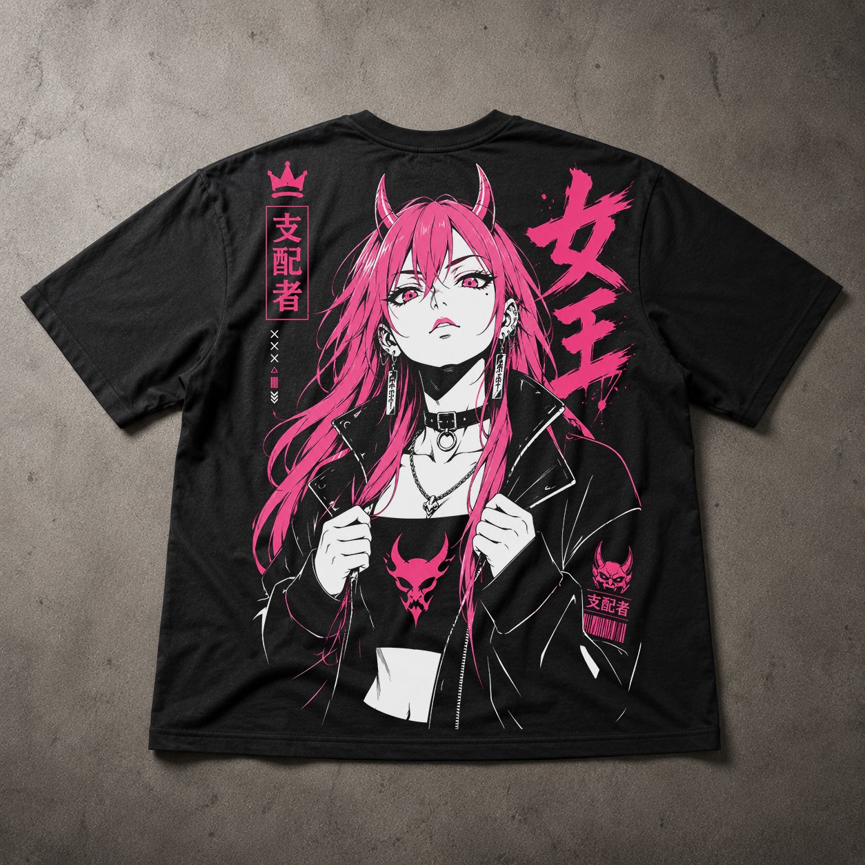 Camiseta Oversized Oni Pink Queen