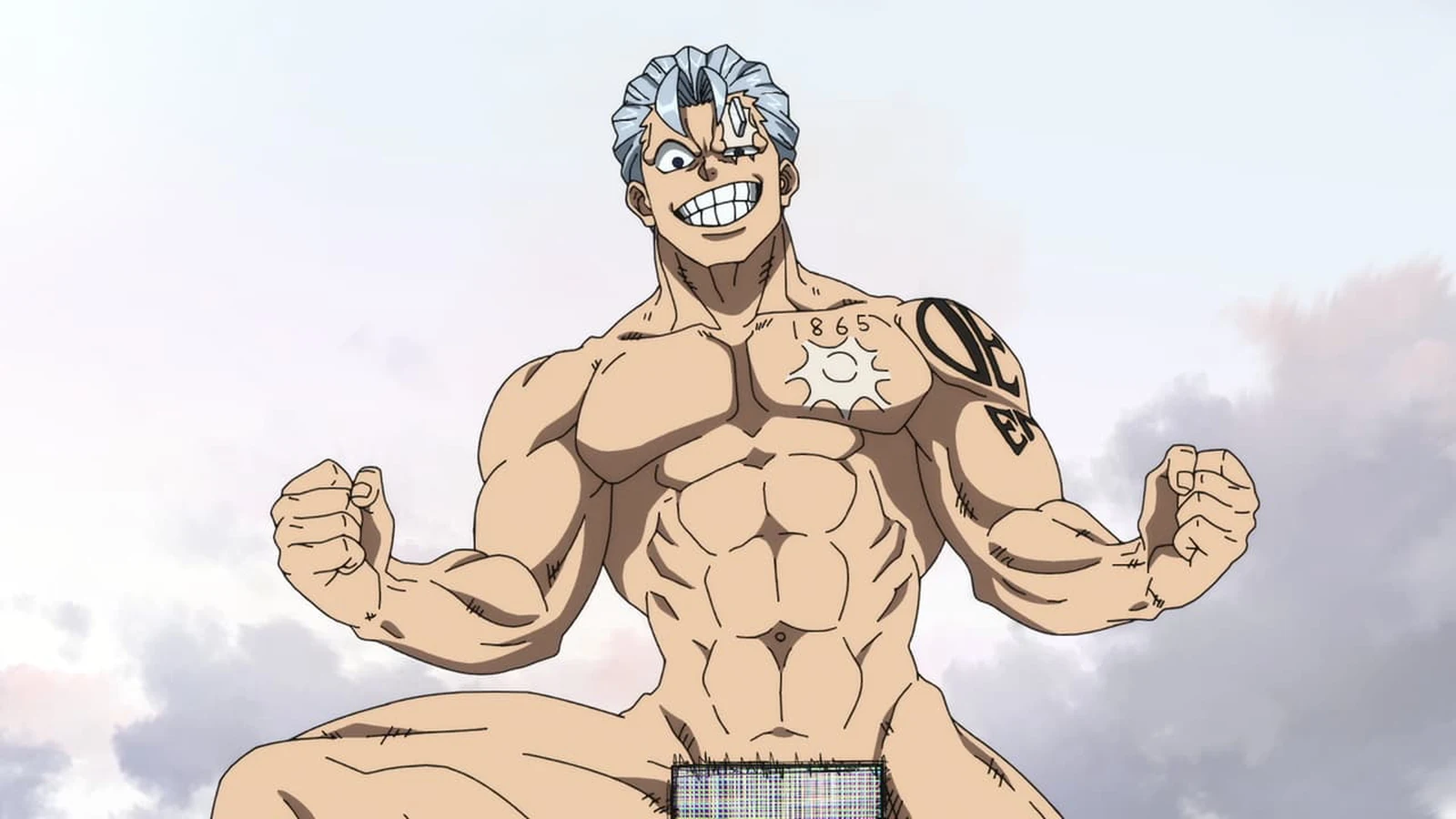 Andy apresenta o corpo regenerado no primeiro episódio de Undead Unluck