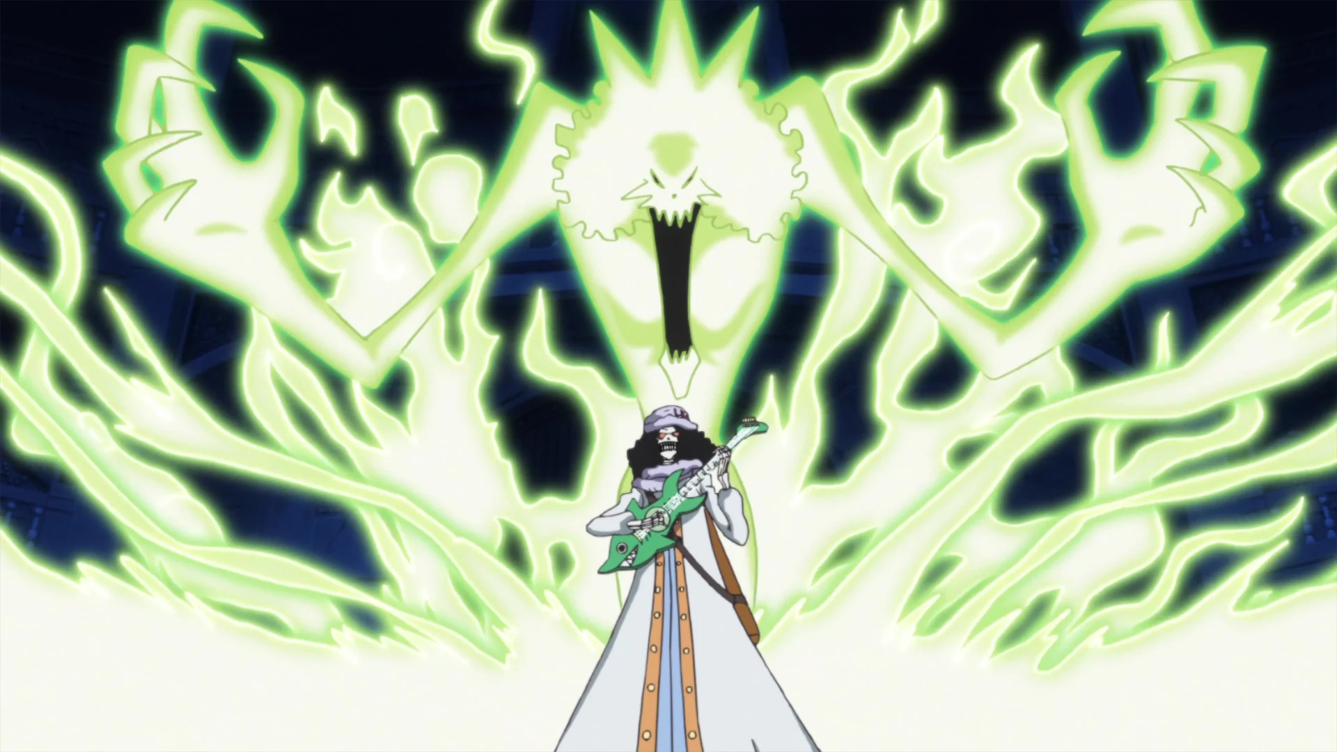 Brook manifesta sua alma com a Yomi Yomi no Mi em One Piece