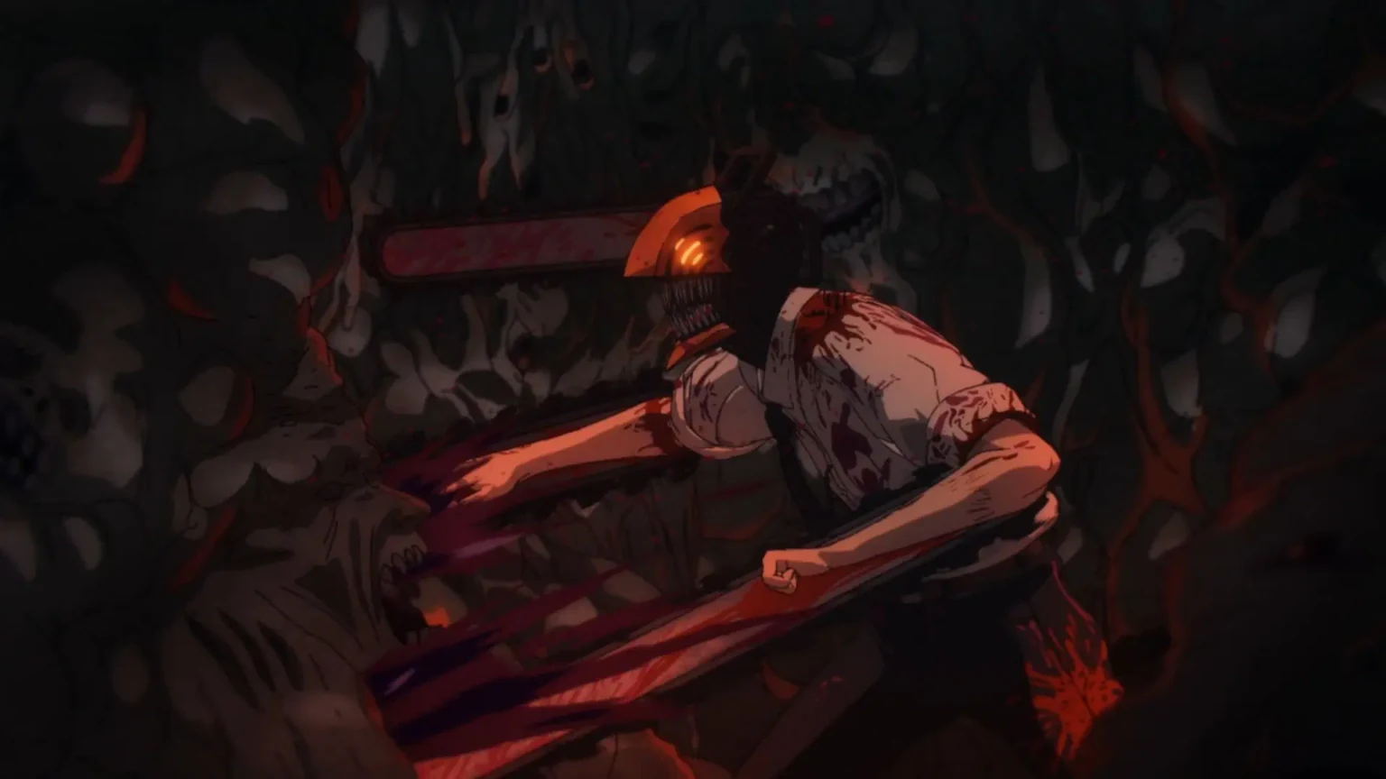 Chainsaw Man corta continuamente o corpo do Demônio da Eternidade