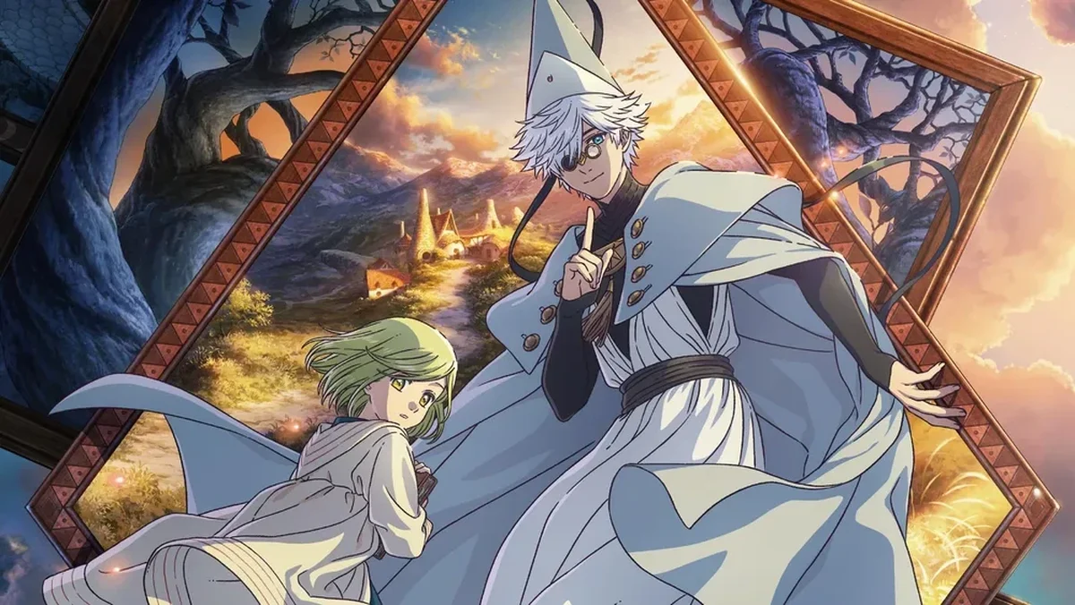 Coco e Qifrey em visual oficial de Witch Hat Atelier
