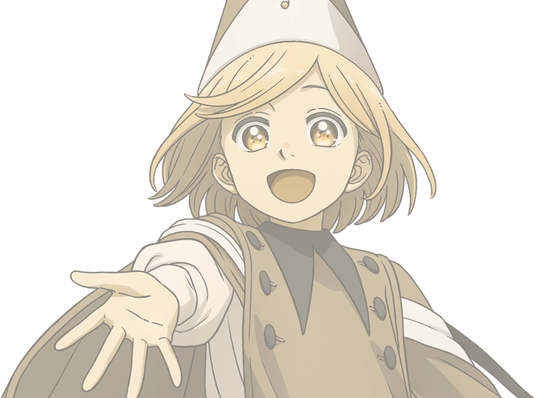 Coco em ilustração oficial de personagem de Witch Hat Atelier