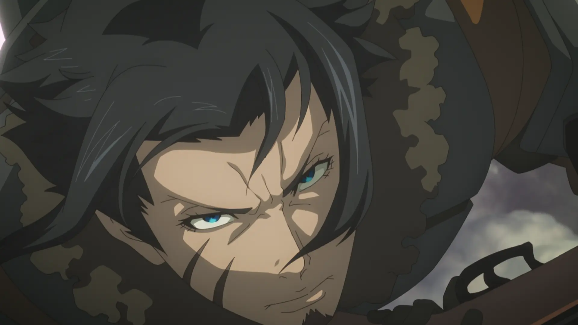 Combatente de cabelo escuro durante uma ação no episódio 6 de Youjo Senki II