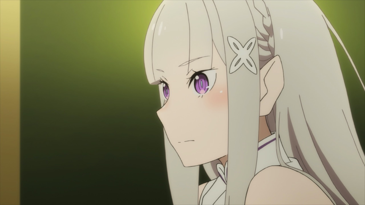 Emilia em cena do episódio 26, quando já não se lembra da existência de Rem