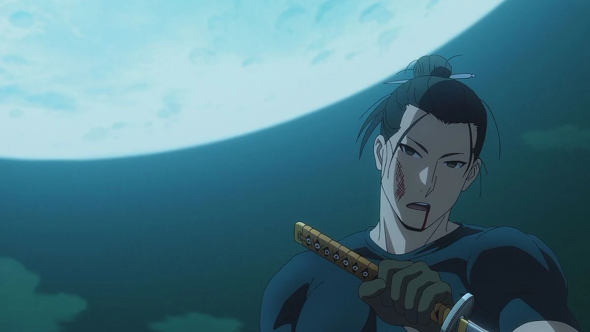Ivan Yosano empunha Shokyo durante a batalha em Higashi