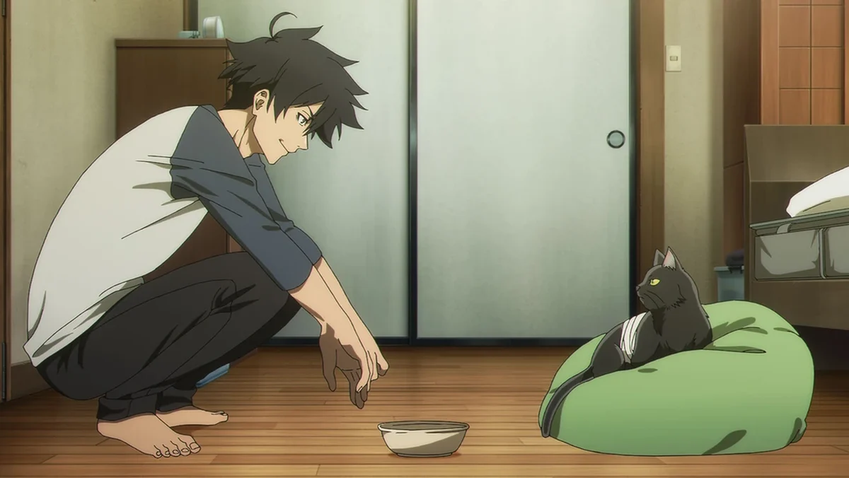 Jiro Azuma conversando com Rago ferido dentro de casa