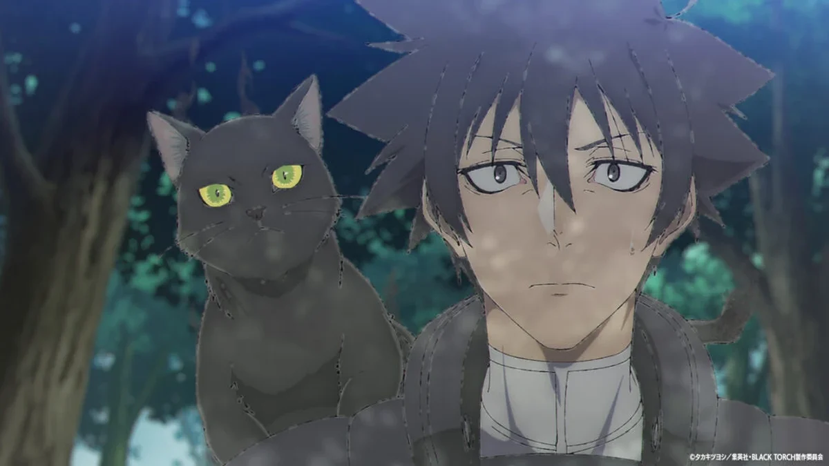 Jiro Azuma stands with Rago during the training sequence in Black Torch episode 6