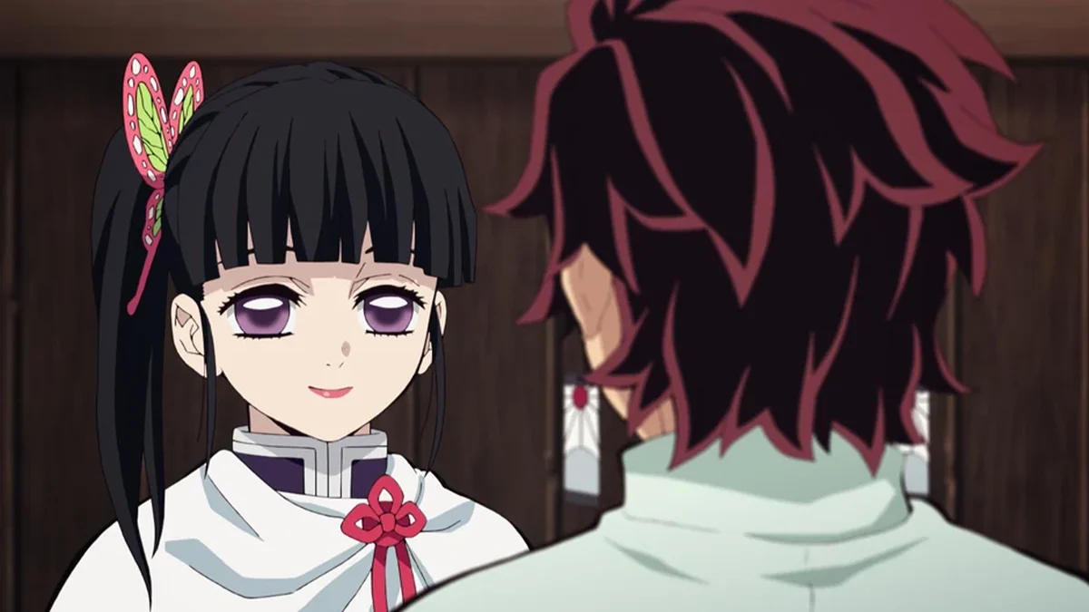Kanao conversando com Tanjiro durante o treinamento na Mansão Borboleta