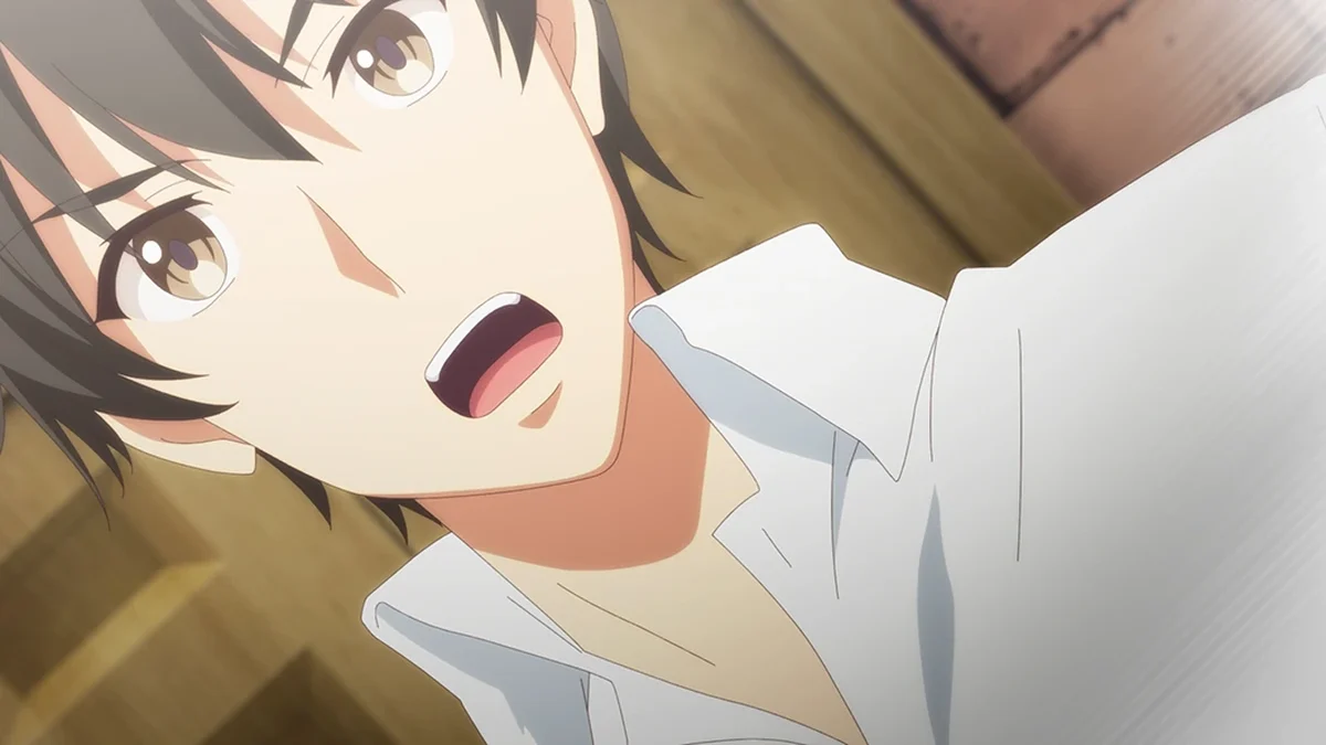 Kazuya Souma durante uma decisão em How a Realist Hero Rebuilt the Kingdom