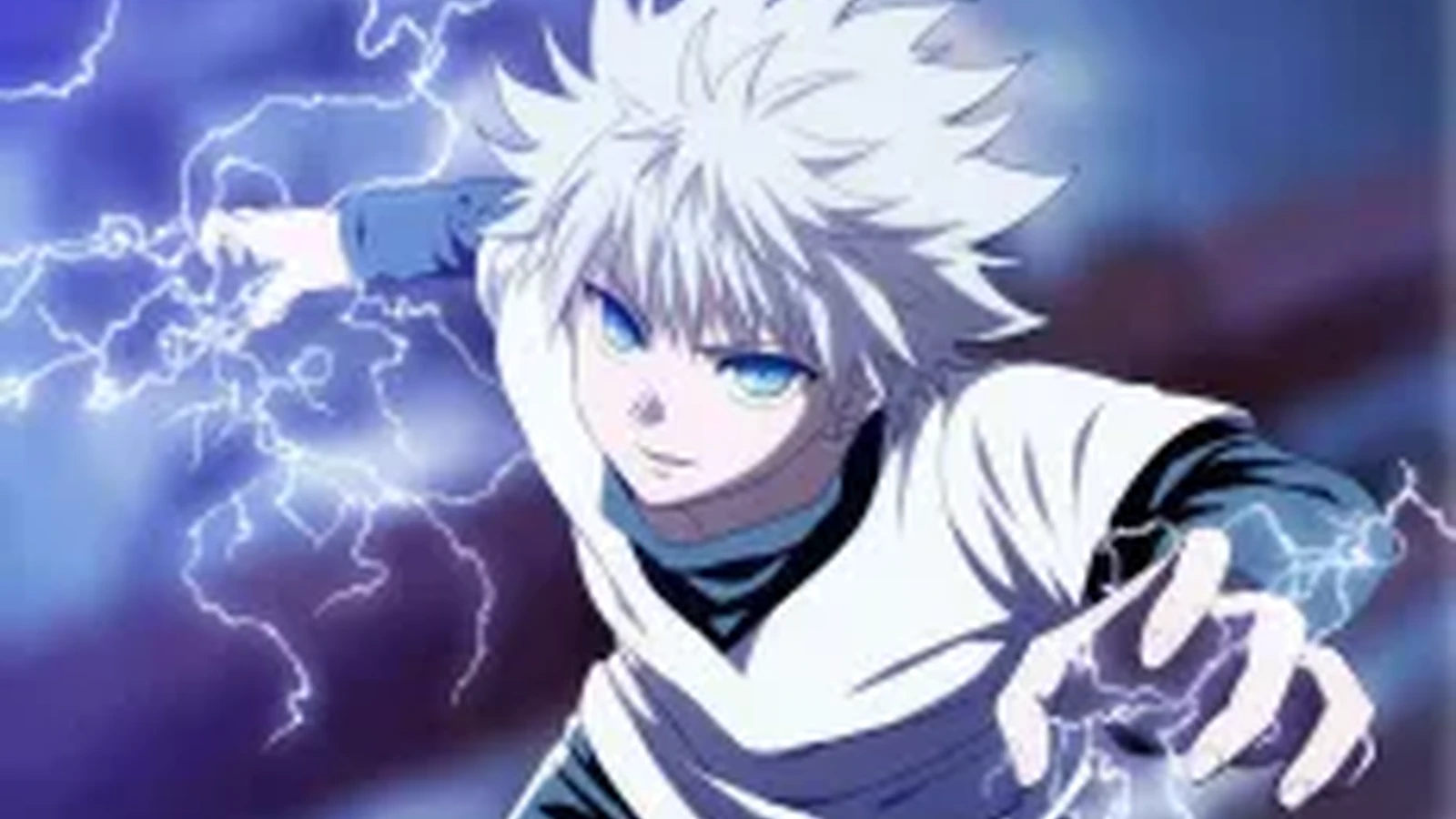 Killua usando aura transformada em eletricidade em Hunter x Hunter