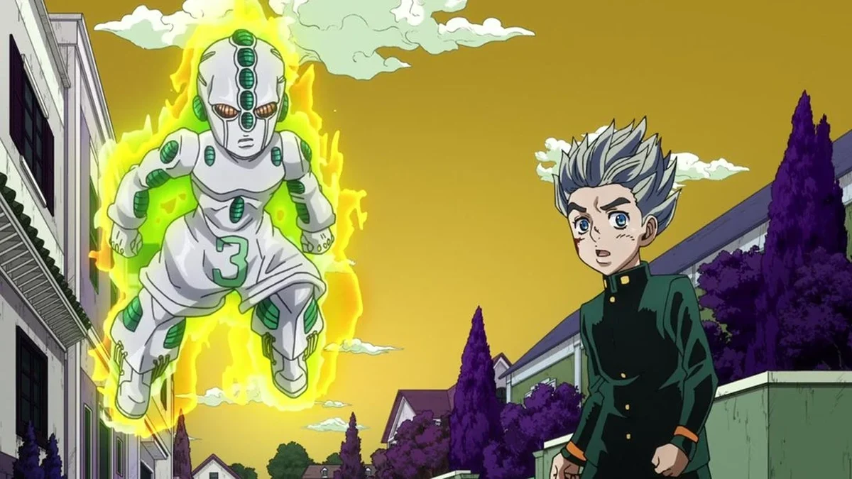 Koichi Hirose ao lado de Echoes ACT3 em Diamond is Unbreakable