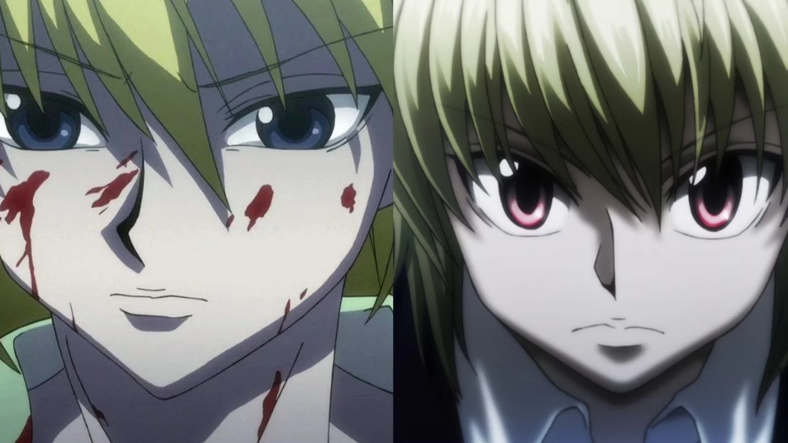 Kurapika com os Olhos Escarlates ativos em Hunter x Hunter