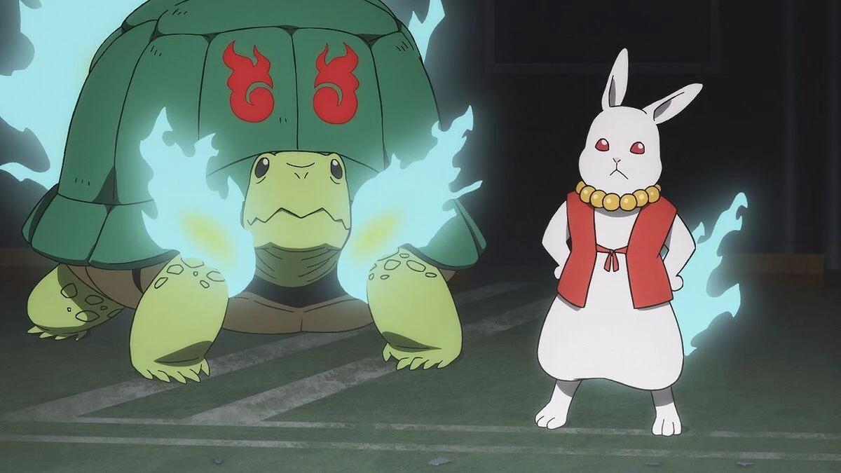 La Liebre y la Tortuga, el Tsugai de Haruo Kurotani, durante el episodio 5