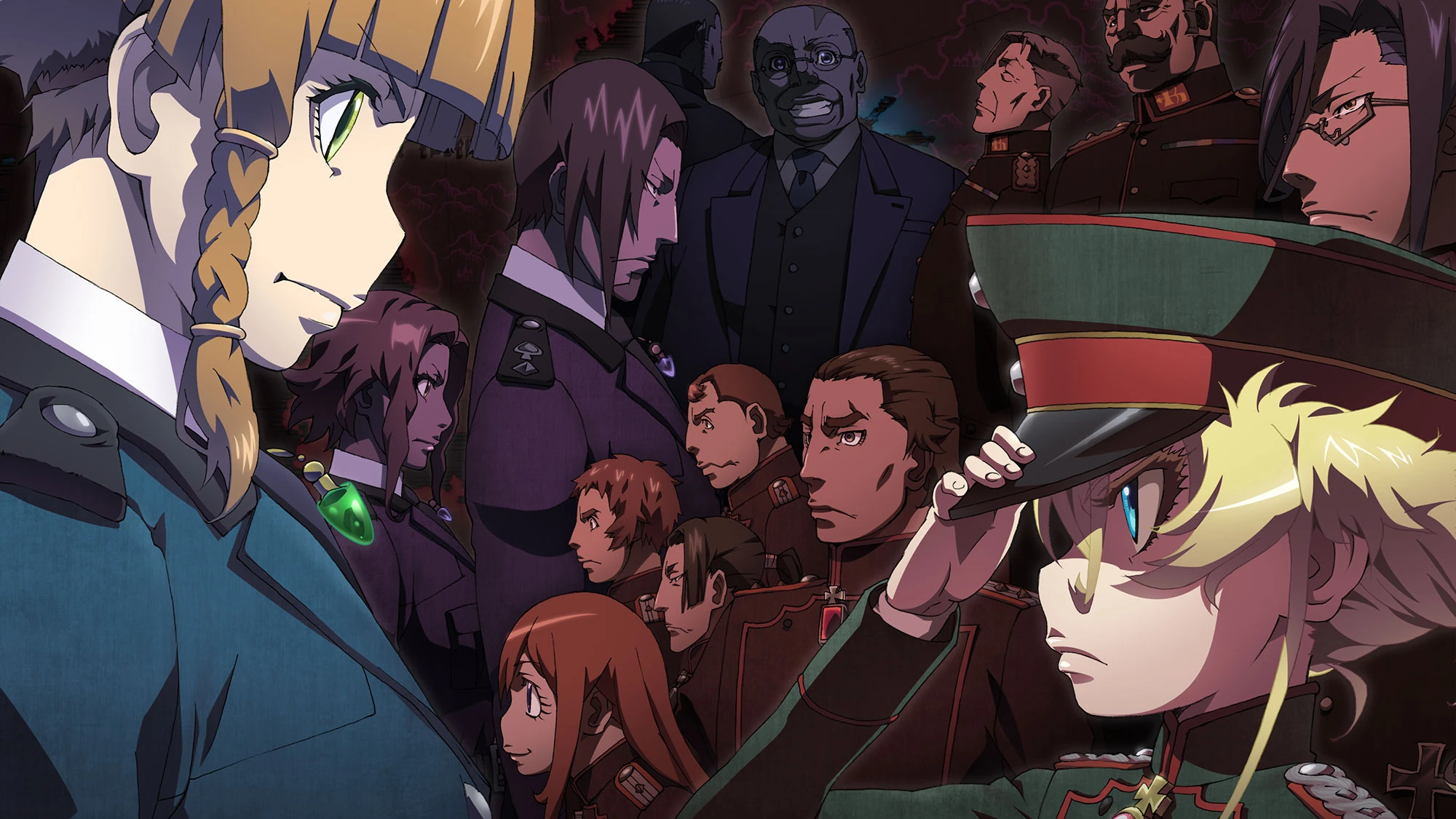 Mary Sue e Tanya Degurechaff em lados opostos no material oficial de Youjo Senki
