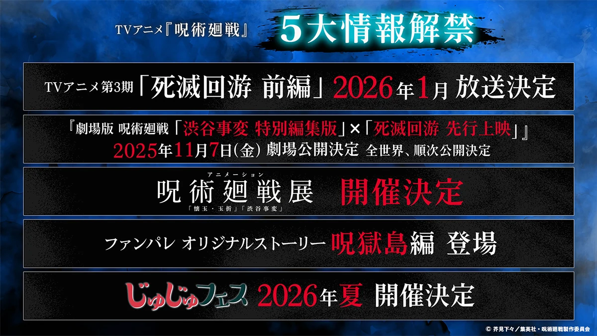 Material oficial de divulgação de Jujutsu Kaisen Culling Game Part 1