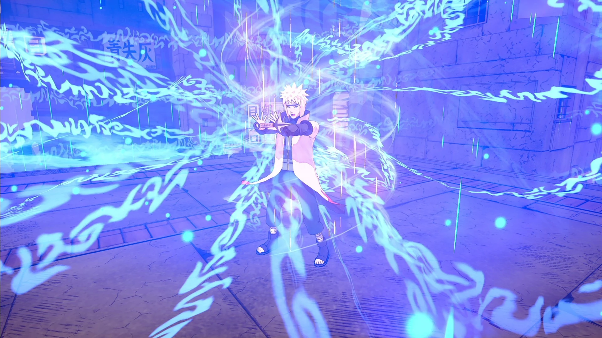 Minato usando uma técnica de espaço-tempo baseada no Hiraishin