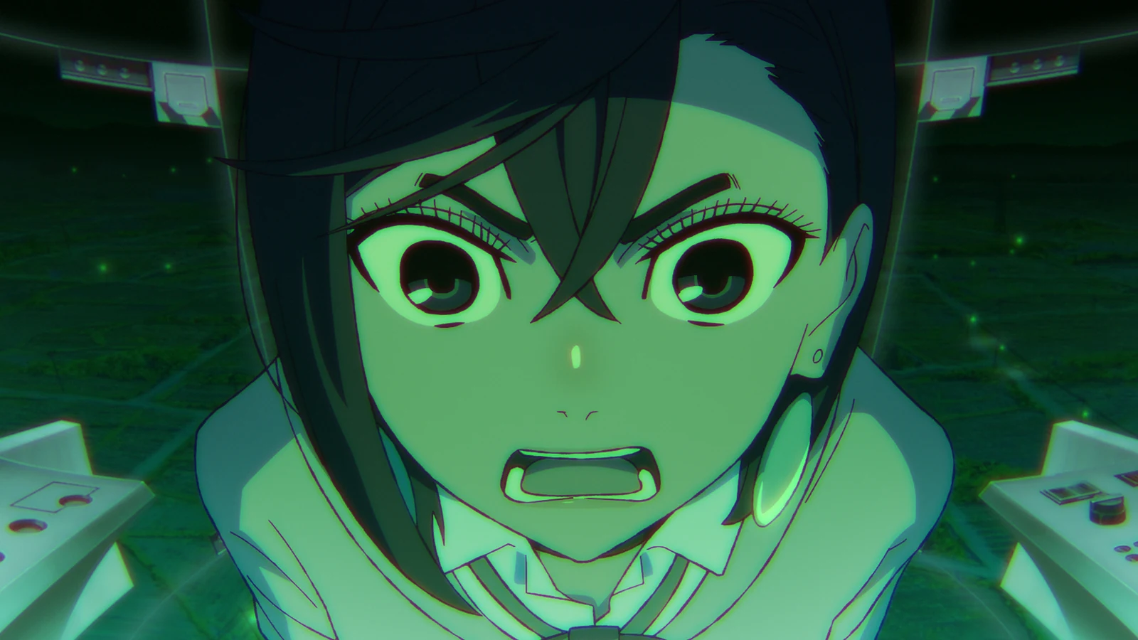 Momo Ayase usando seus poderes psíquicos no anime Dandadan