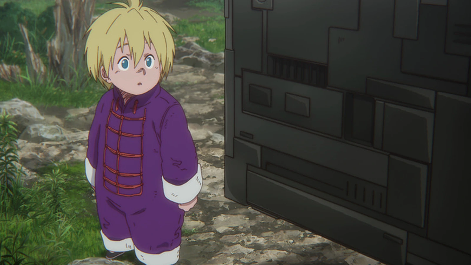 Nikaido criança diante da caixa preta criada por sua magia temporal