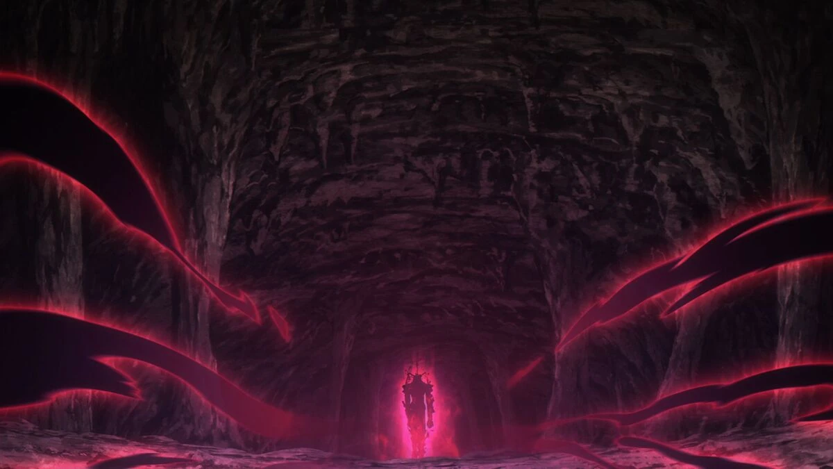O Rei Formiga cercado por sua aura antes de se tornar a sombra Beru