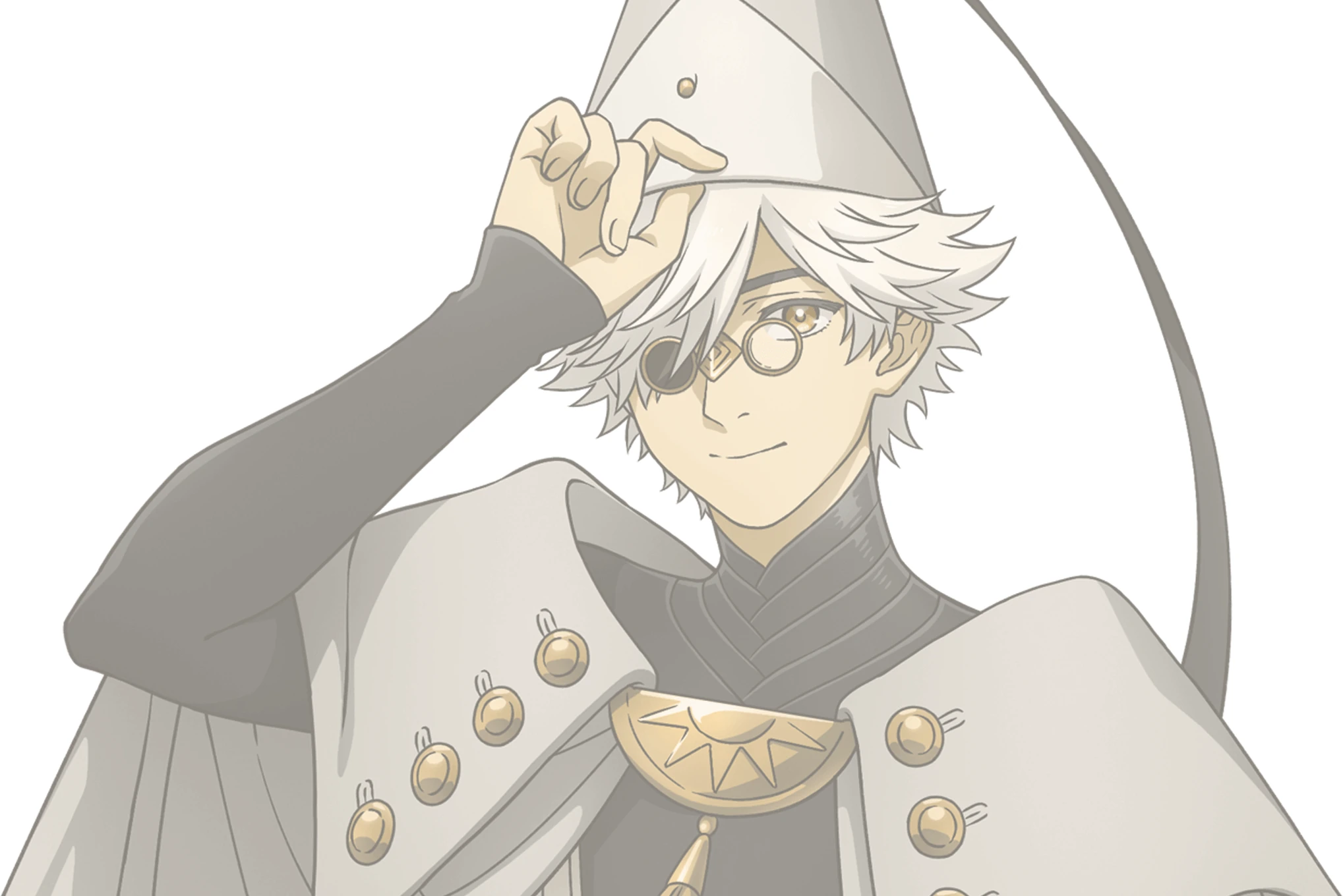 Qifrey em ilustração oficial de personagem de Witch Hat Atelier