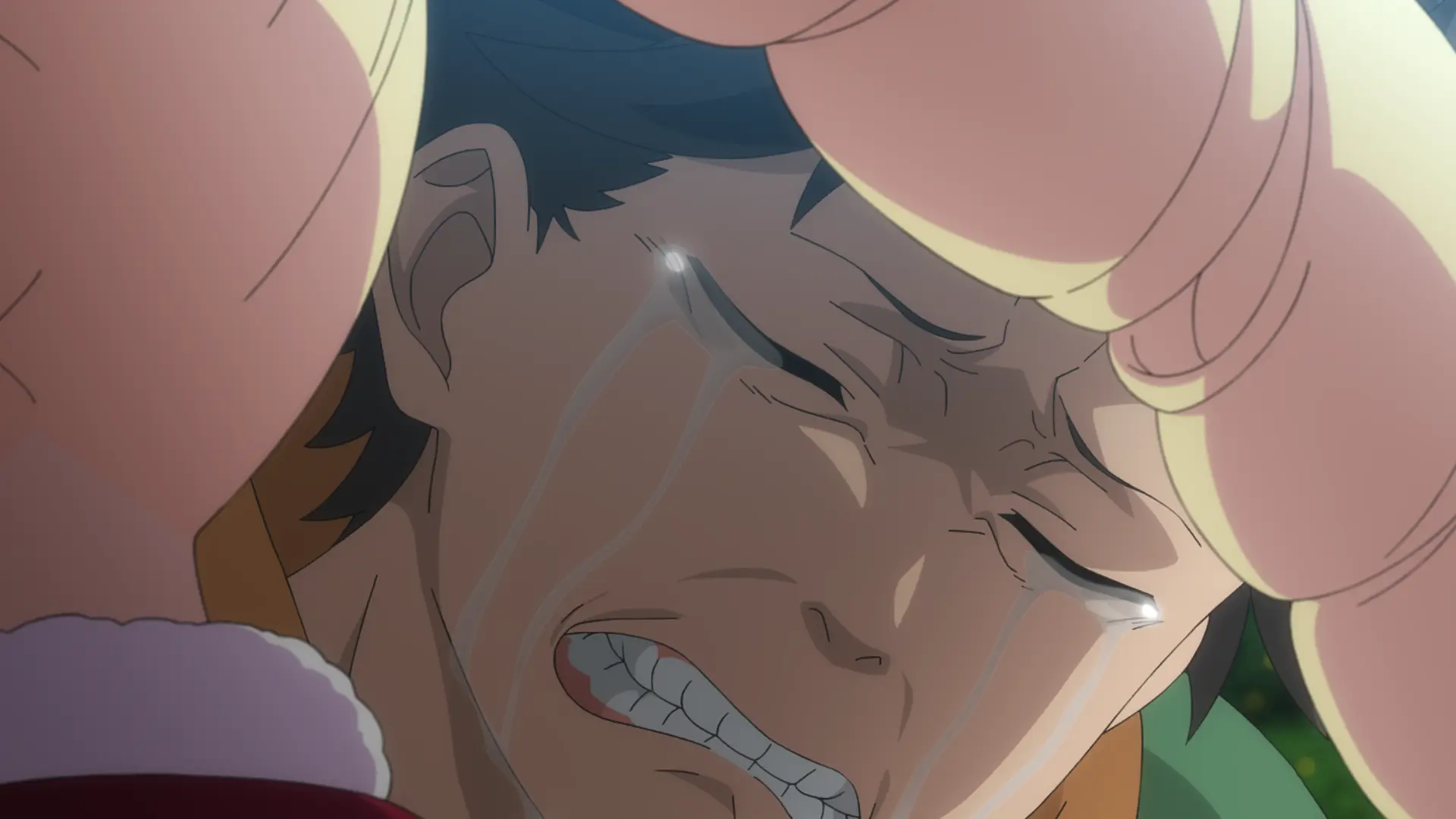 Subaru chora enquanto é abraçado em cena do episódio 78 de Re:Zero