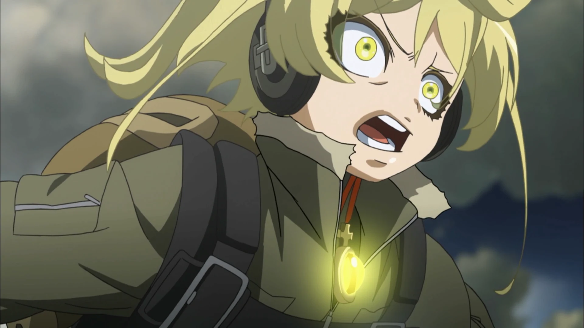 Tanya reage enquanto o Elenium Type 95 brilha durante seu uso