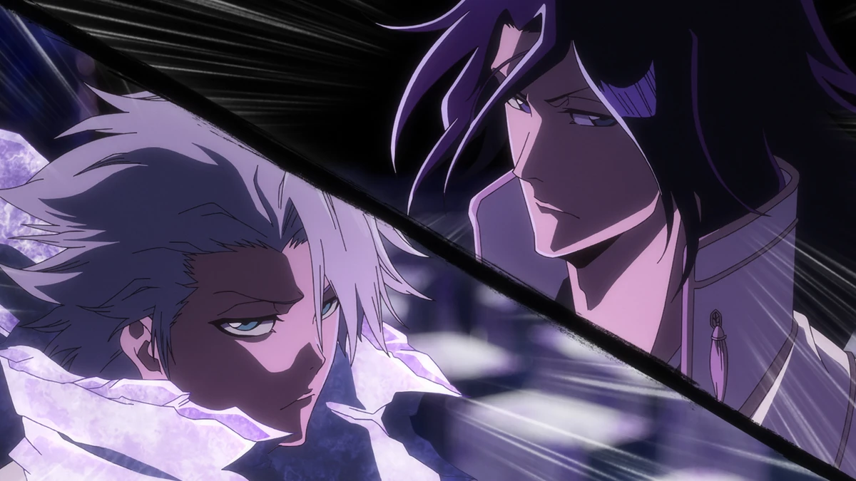 Toshiro Hitsugaya e Byakuya Kuchiki durante a batalha contra Gerard em Thousand-Year Blood War