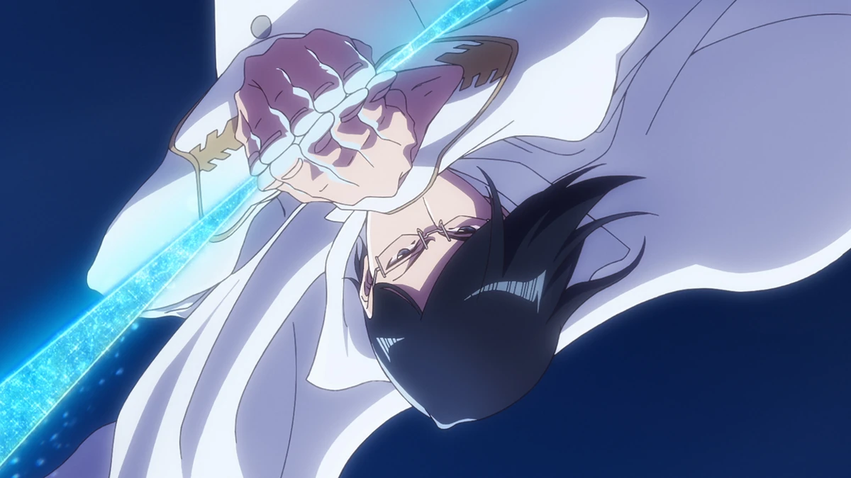 Uryu Ishida dispara uma flecha Quincy durante o confronto no Palácio Real