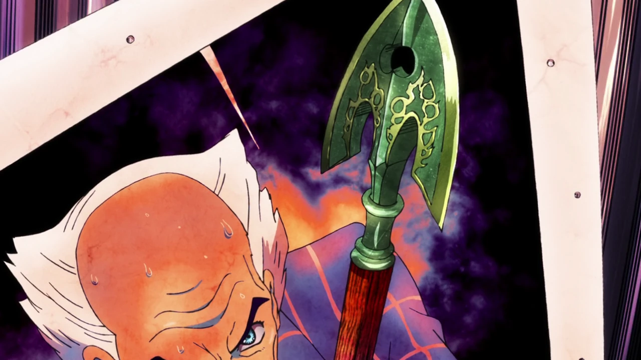 Yoshihiro Kira segurando uma Flecha de Stand em Diamond is Unbreakable