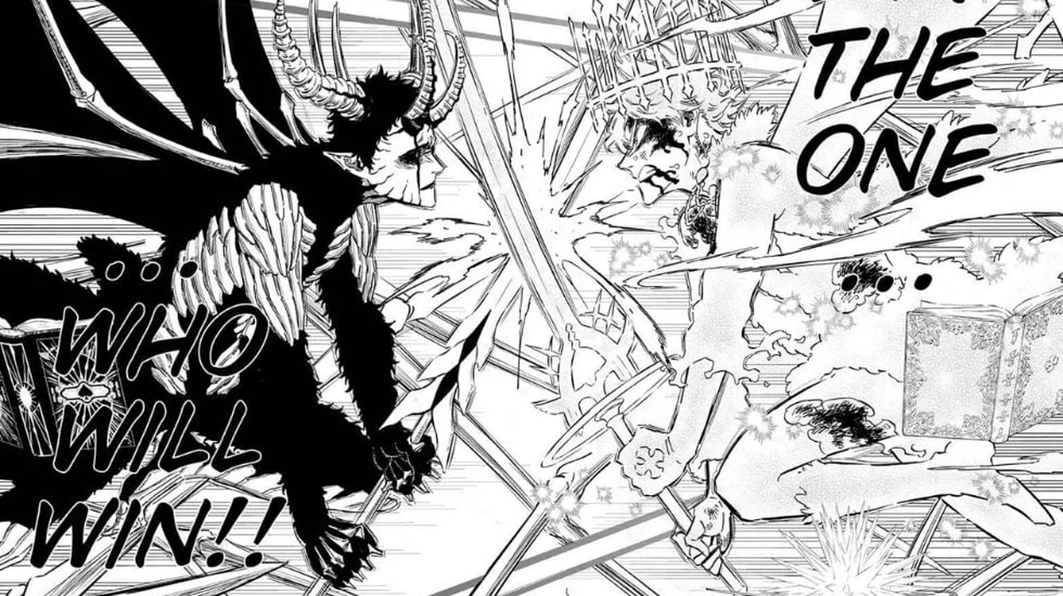 Yuno fighting Zenon after awakening his second magic attribute in the manga