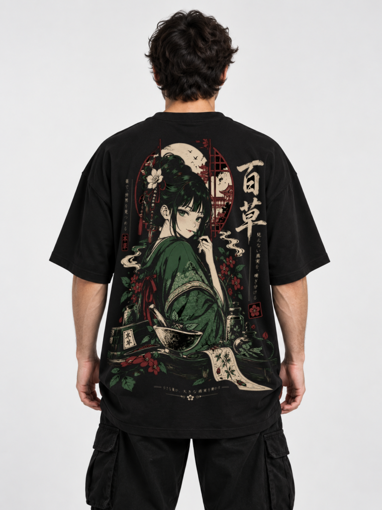 Camiseta Oversized HYAKUSŌ em outro ângulo