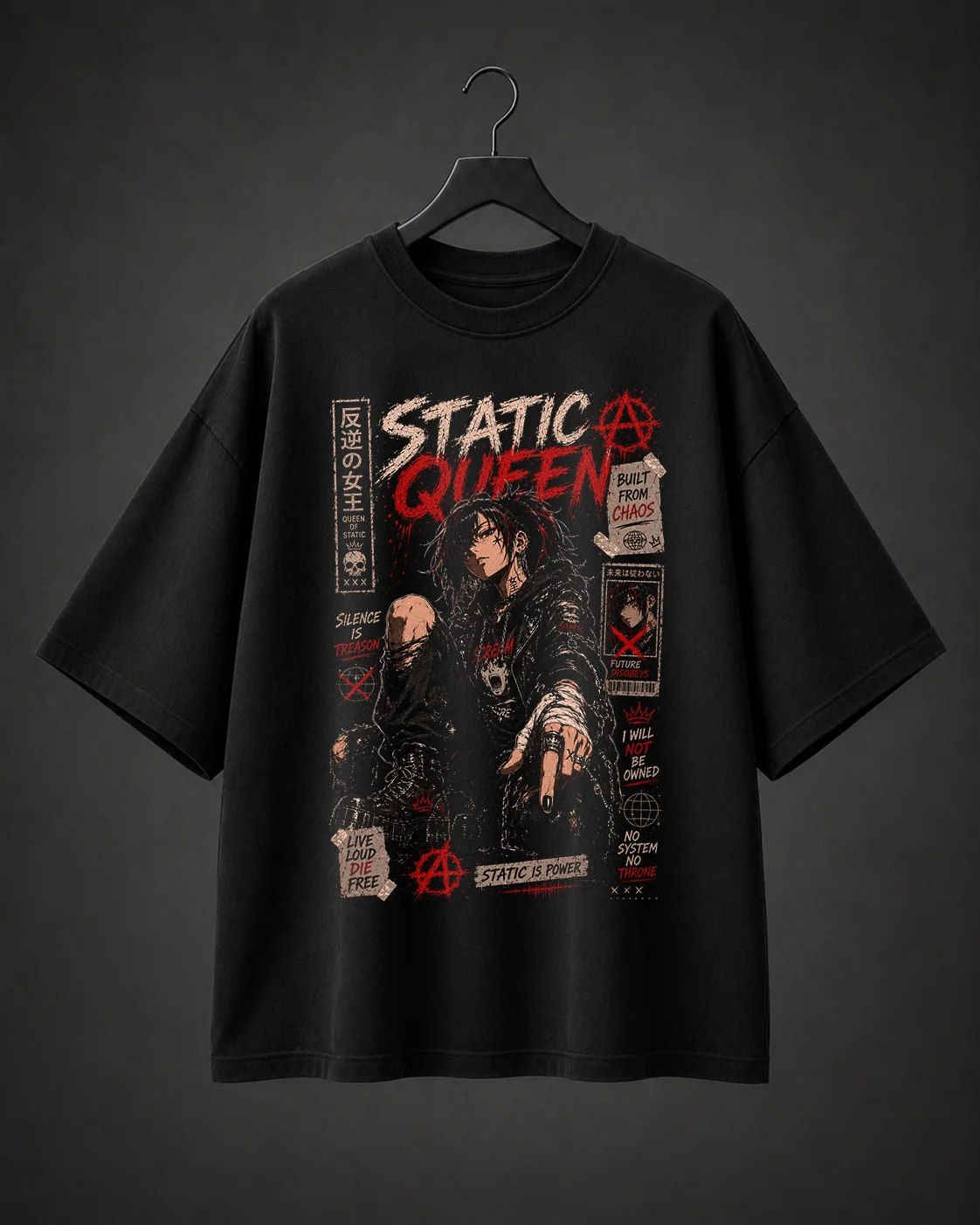 Camiseta Básica Oversized Static Queen