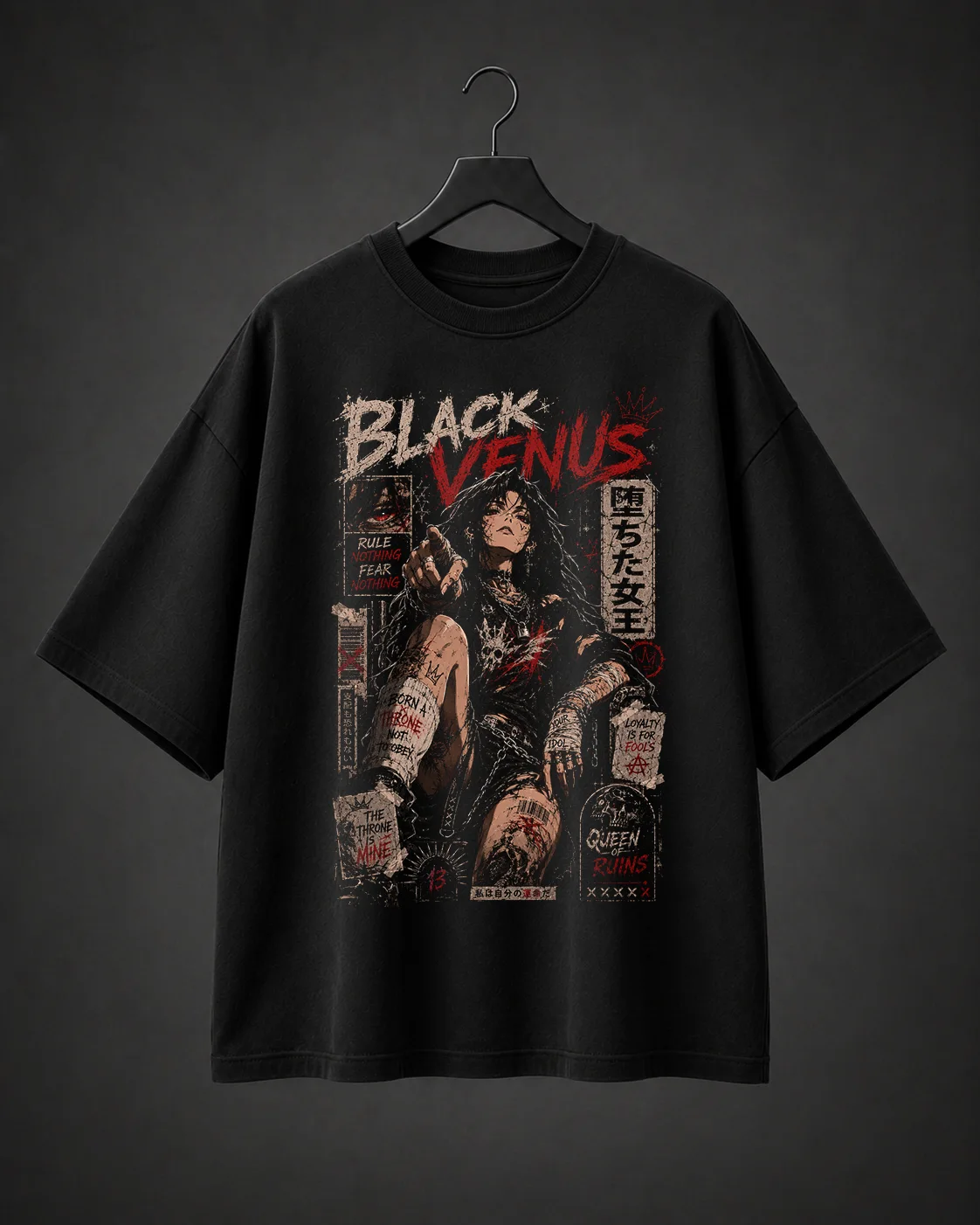 Camiseta Básica Oversized Black Venus