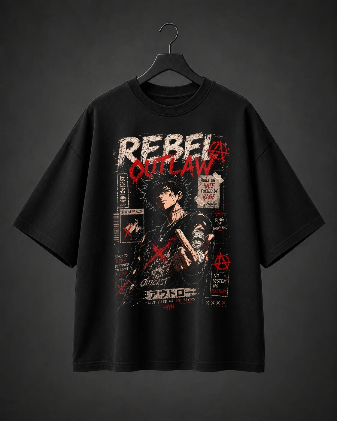 Camiseta Básica Oversized Rebel Outlaw