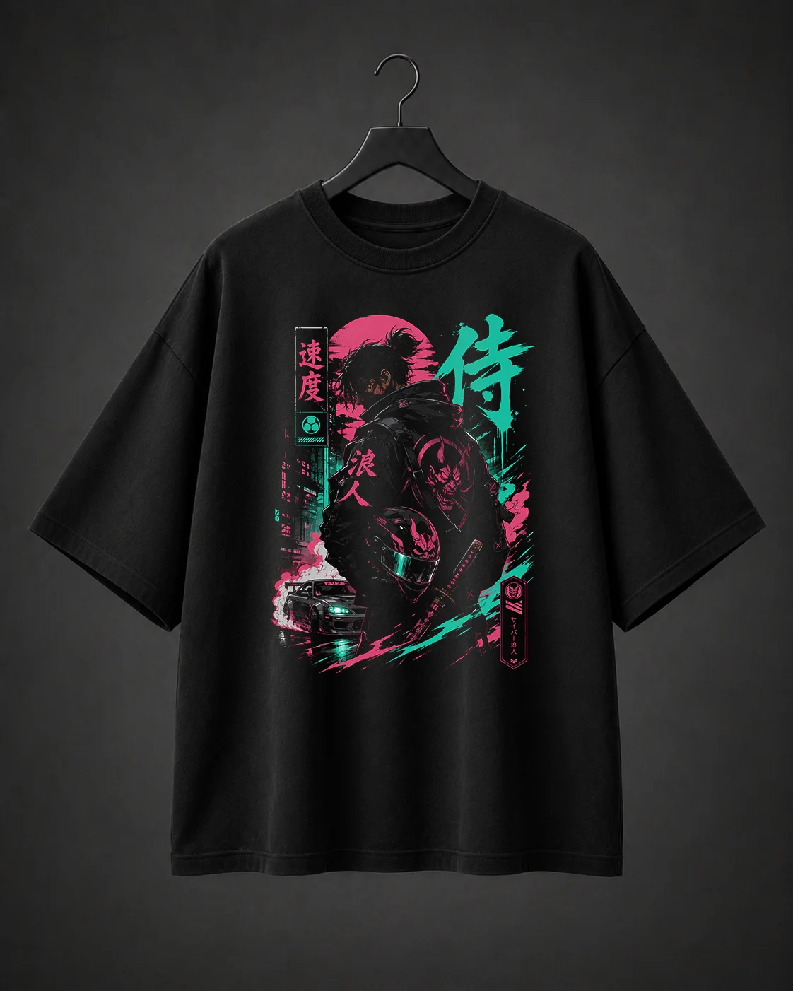 Camiseta Básica Oversized Neon Samurai