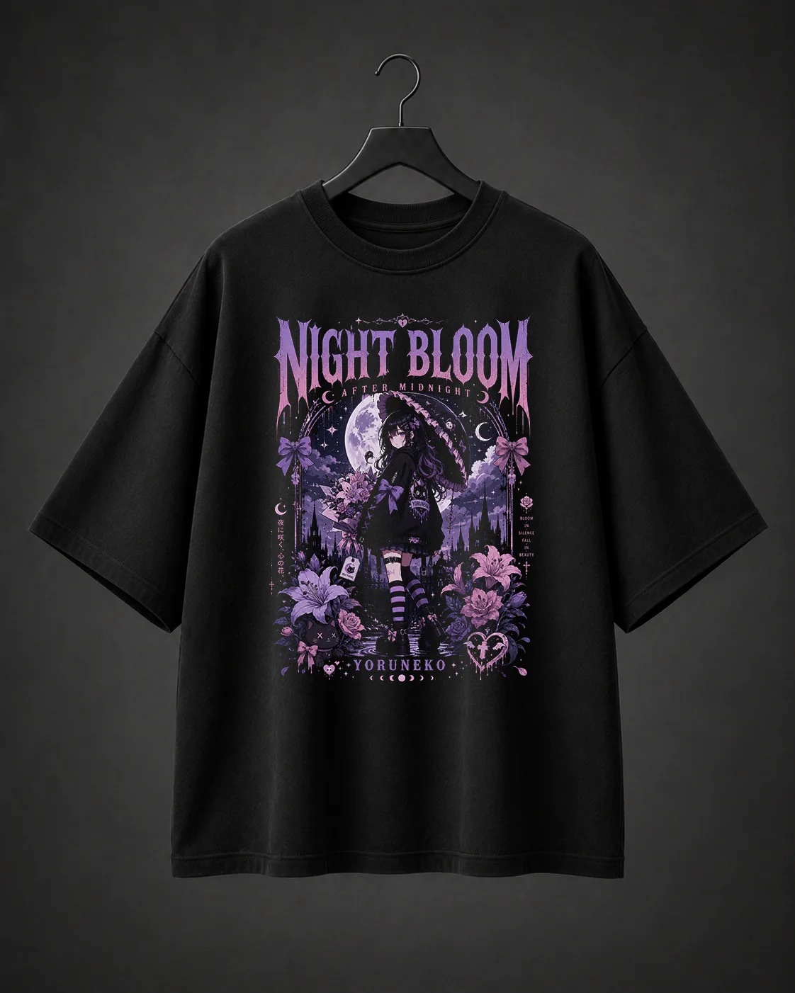 Camiseta Básica Oversized Night Bloom